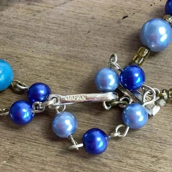 Japan Vintage Two Strand Blue Necklace - Picture 3 of 3